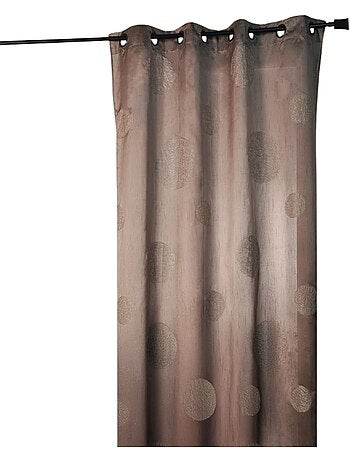 Rideau Taupe en Shantung Brodé 'Ronds Mêlés'