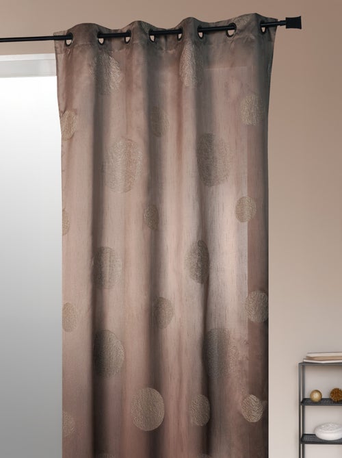 Rideau Taupe en Shantung Brodé 'Ronds Mêlés' - Kiabi