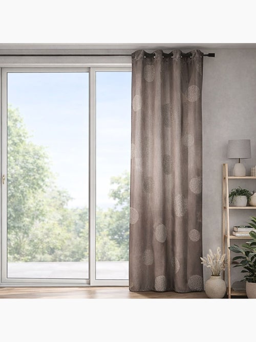 Rideau Taupe en Shantung Brodé 'Ronds Mêlés' - Kiabi