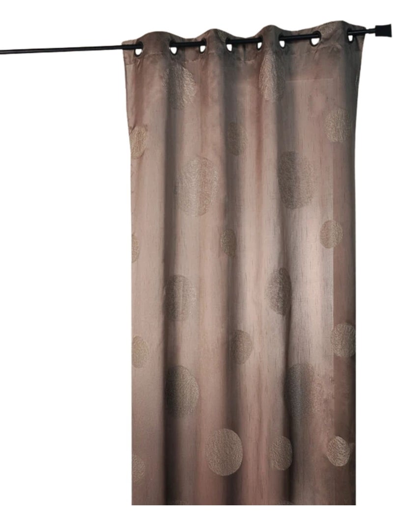 Rideau Taupe en Shantung Brodé 'Ronds Mêlés' Taupe - Kiabi
