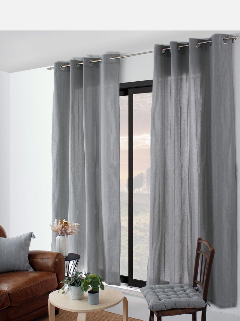 Rideau tendance en coton recyclé Gris clair - Kiabi