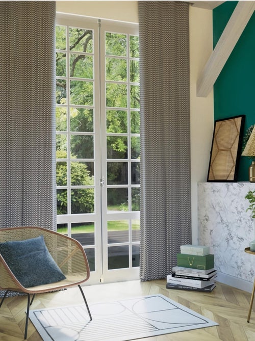 Rideau tendance motif contemporain noir et blanc - Kiabi