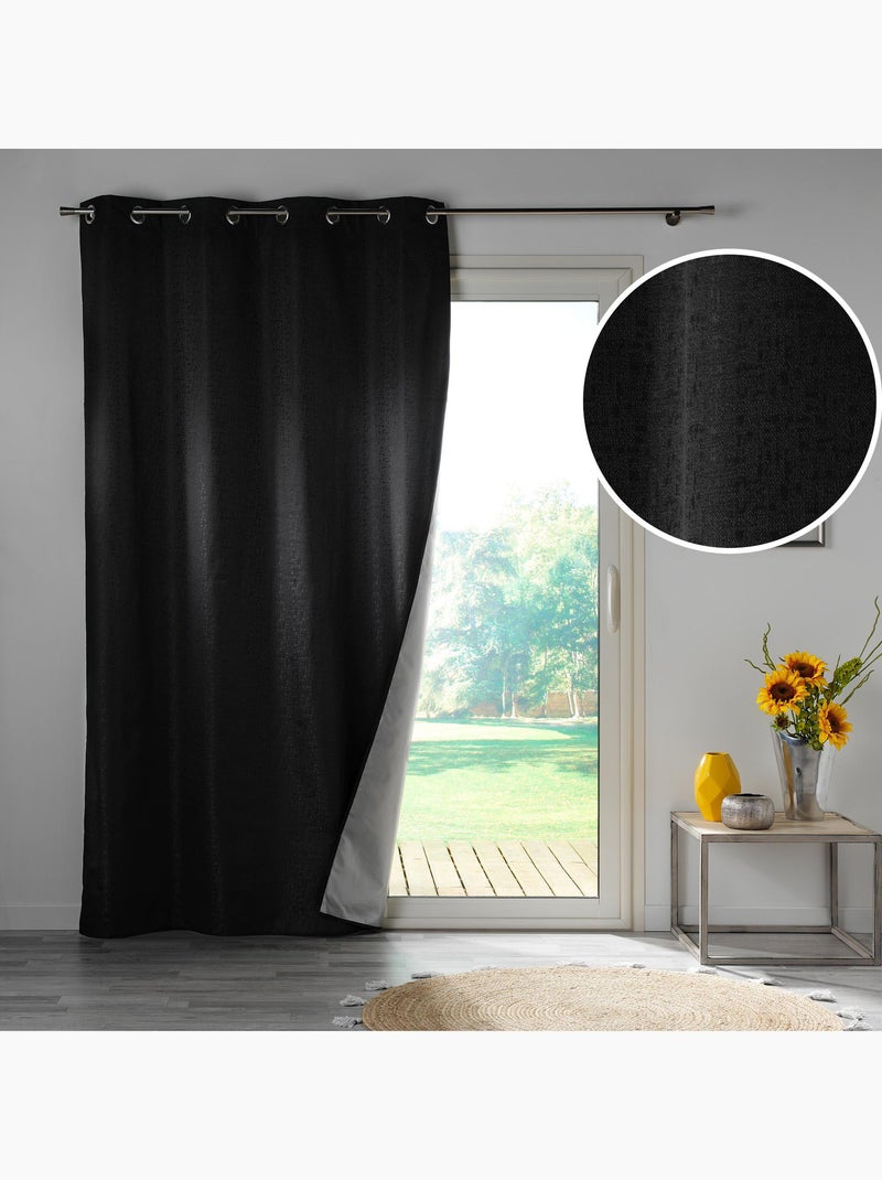 Rideau Thermique – 100 % Occultant / Jacquard – Darko Noir - Kiabi