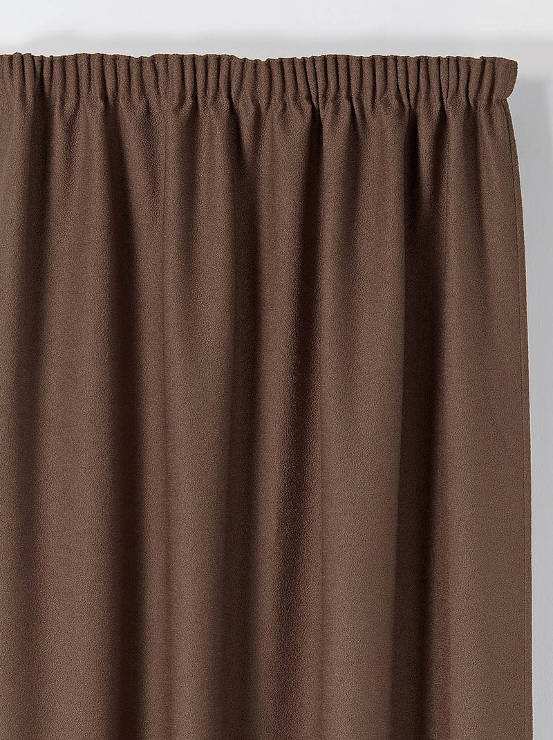 Rideau Thermique à Galon Fronceur  - Effet Bouclette Marron tabac - Kiabi