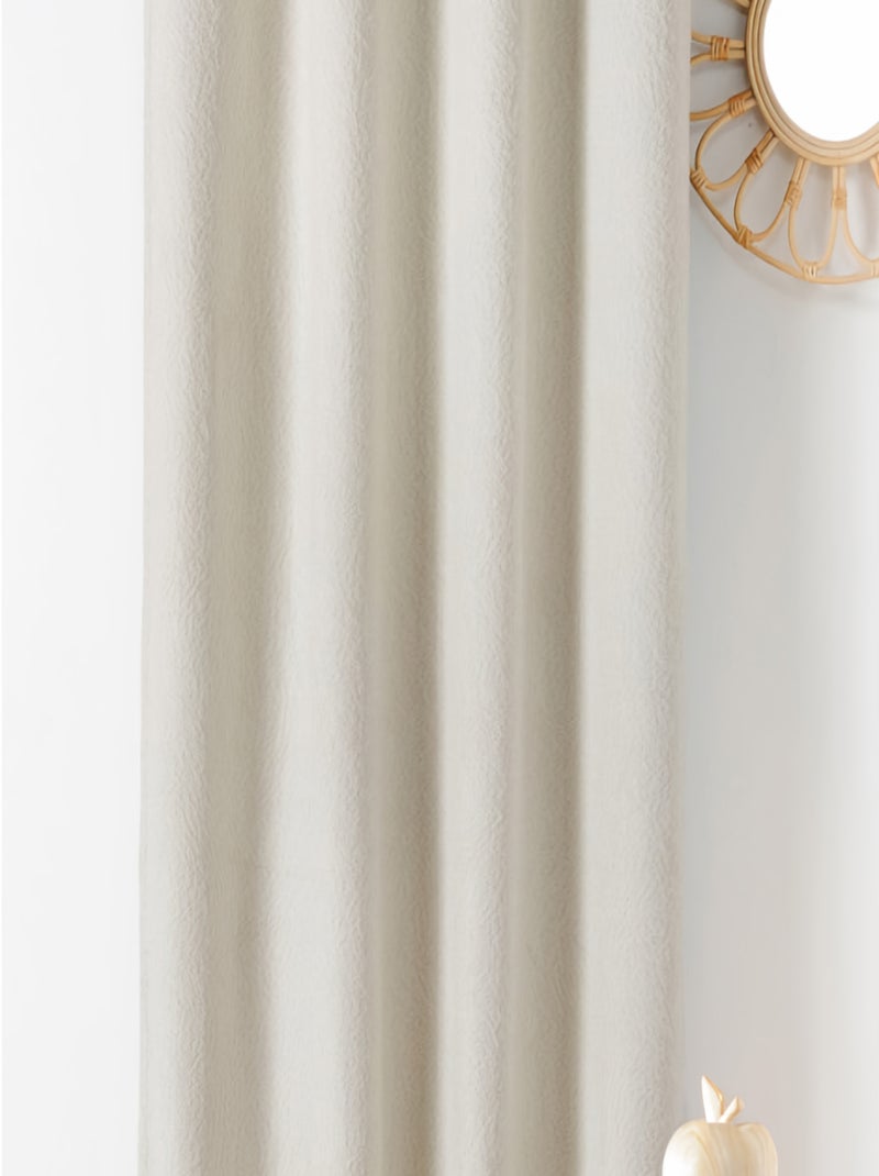 Rideau Thermique à Oeillets  - Effet Bouclé Blanc - Kiabi