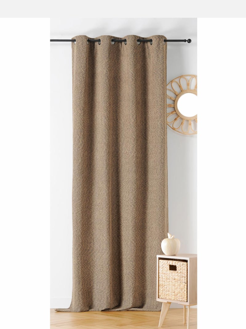 Rideau Thermique à Oeillets  - Effet Bouclé Taupe - Kiabi