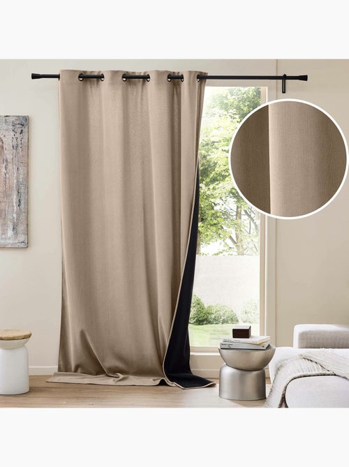 Rideau thermique à œillets – Velours côtelé doublé polaire - Kiabi