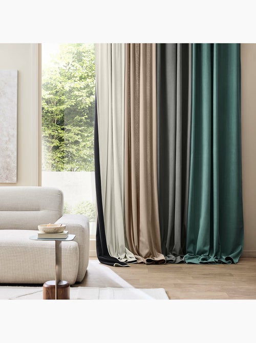 Rideau thermique à œillets – Velours côtelé doublé polaire - Kiabi