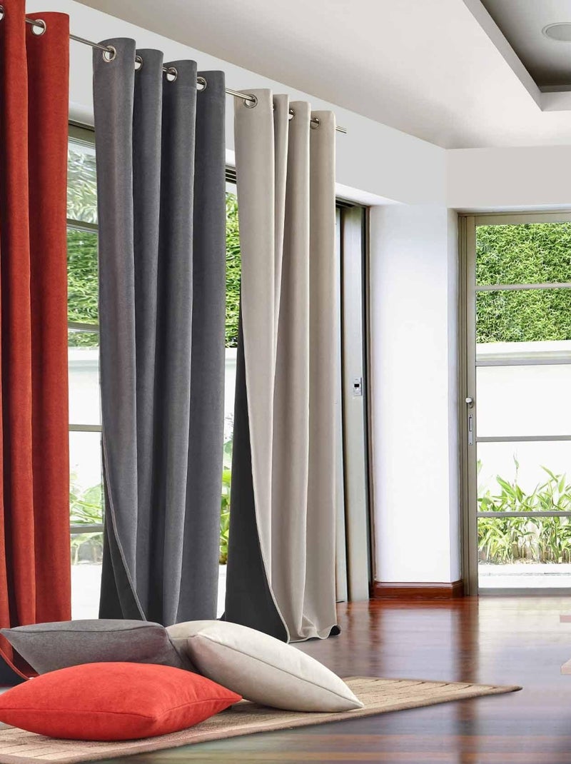 Rideau thermique aspect velours "Galena" Bleu - Kiabi