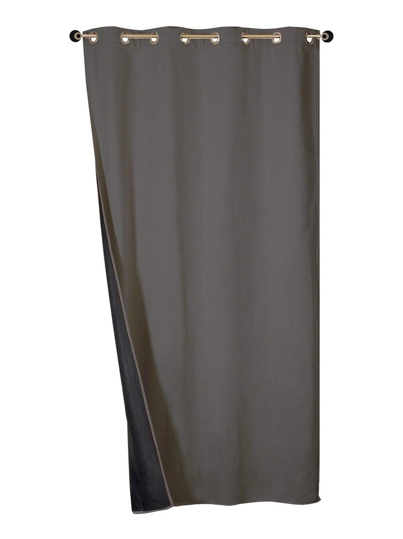 Rideau Thermique effet brossé avec doublure polaire - Prêt a poser. Bleu anthracite - Kiabi