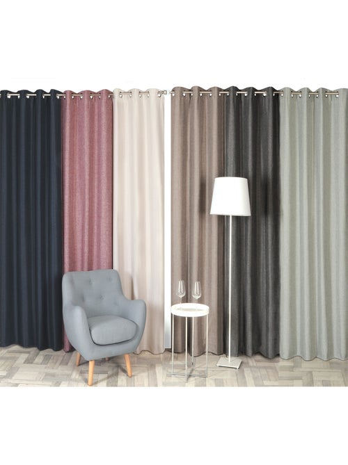 Rideau Thermique effet Lin chiné doublé polaire ton sur ton - Prêt a poser. - Kiabi