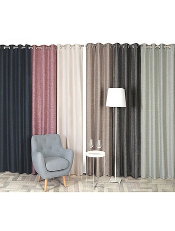 Rideau Thermique effet Lin chiné doublé polaire ton sur ton - Prêt a poser.