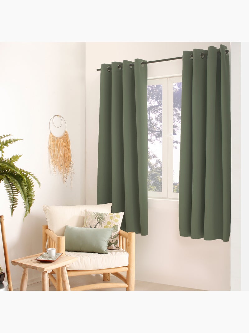 Rideau thermique en microfibre doublée Vert - Kiabi