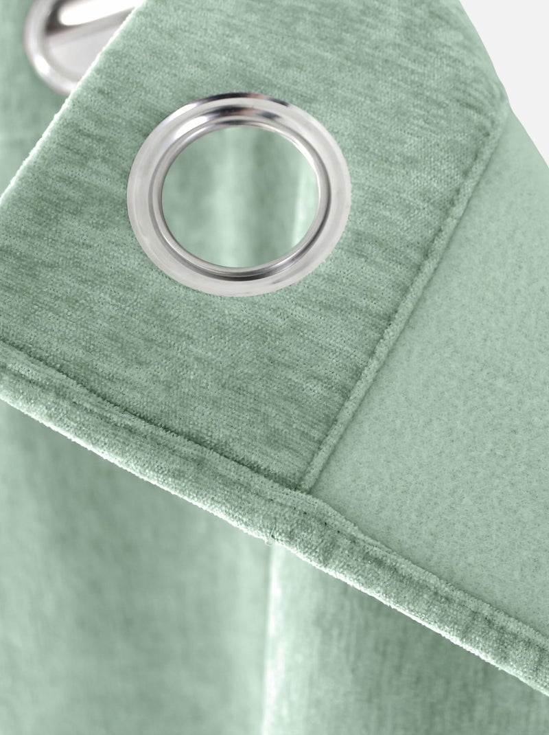 Rideau thermique en velours doublé polaire Bleu céladon - Kiabi