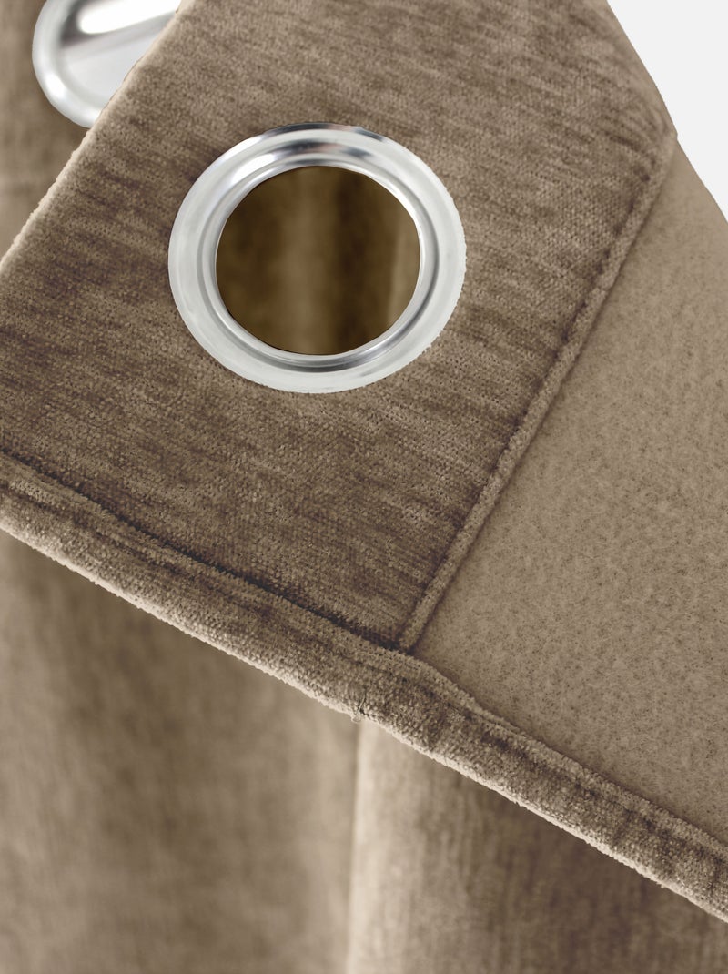 Rideau thermique en velours doublé polaire Bois naturel - Kiabi