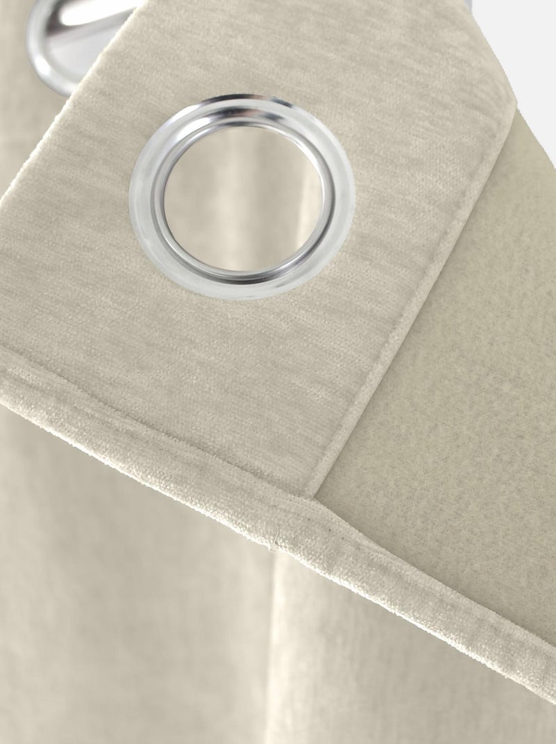 Rideau thermique en velours doublé polaire Ecru - Kiabi