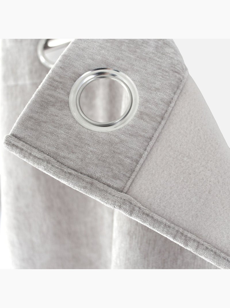 Rideau thermique en velours doublé polaire Gris - Kiabi