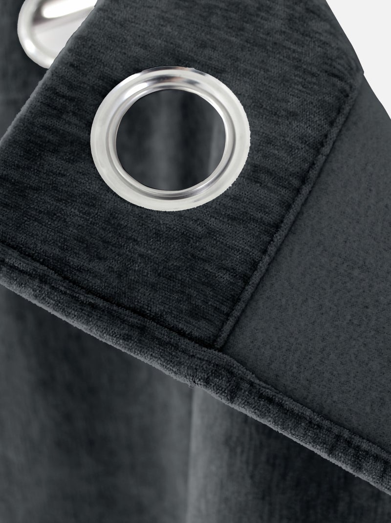 Rideau thermique en velours doublé polaire Gris foncé - Kiabi