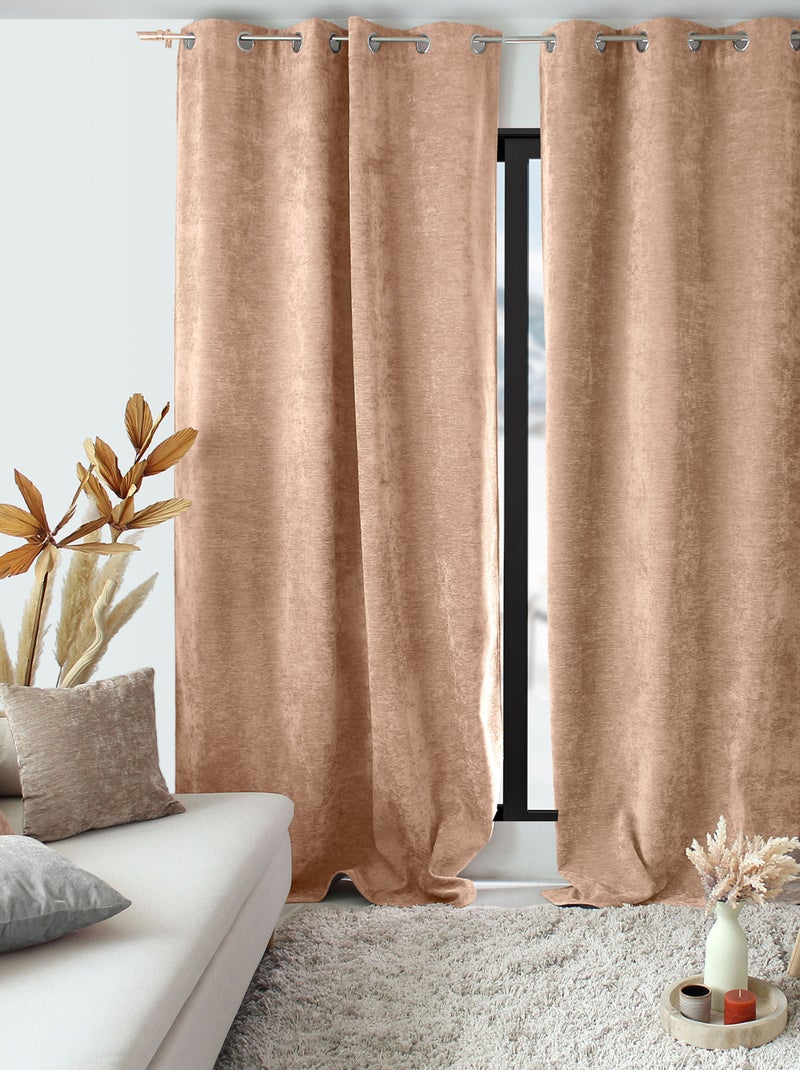 Rideau thermique en velours doublé polaire Orange - Kiabi
