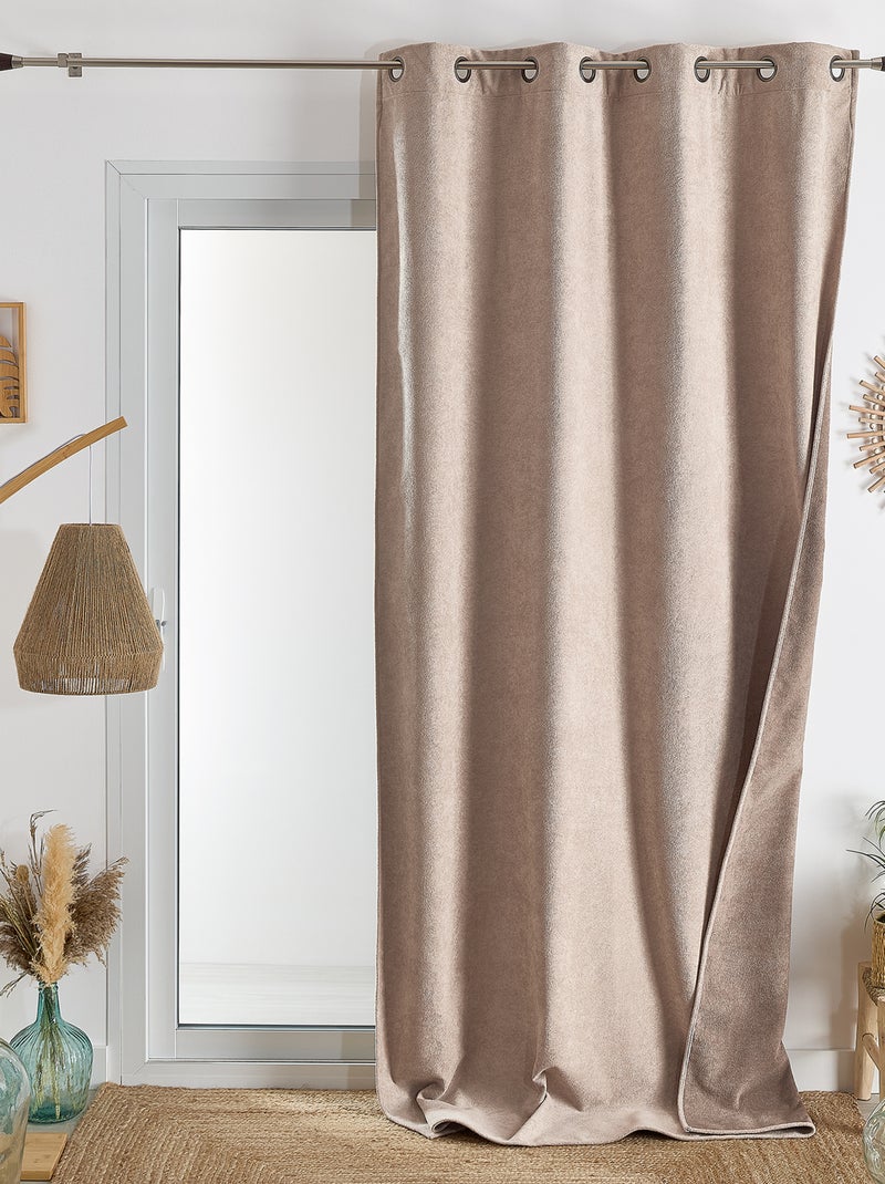 Rideau thermique et occultant double face aspect doudou Beige clair - Kiabi