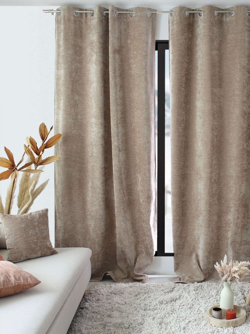 Rideau thermique et occultant en velours Beige - Kiabi