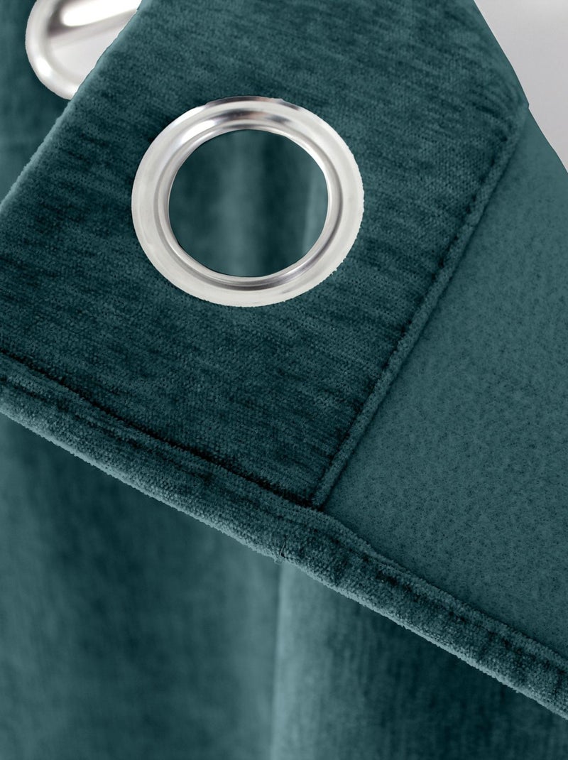 Rideau thermique et occultant en velours Bleu - Kiabi