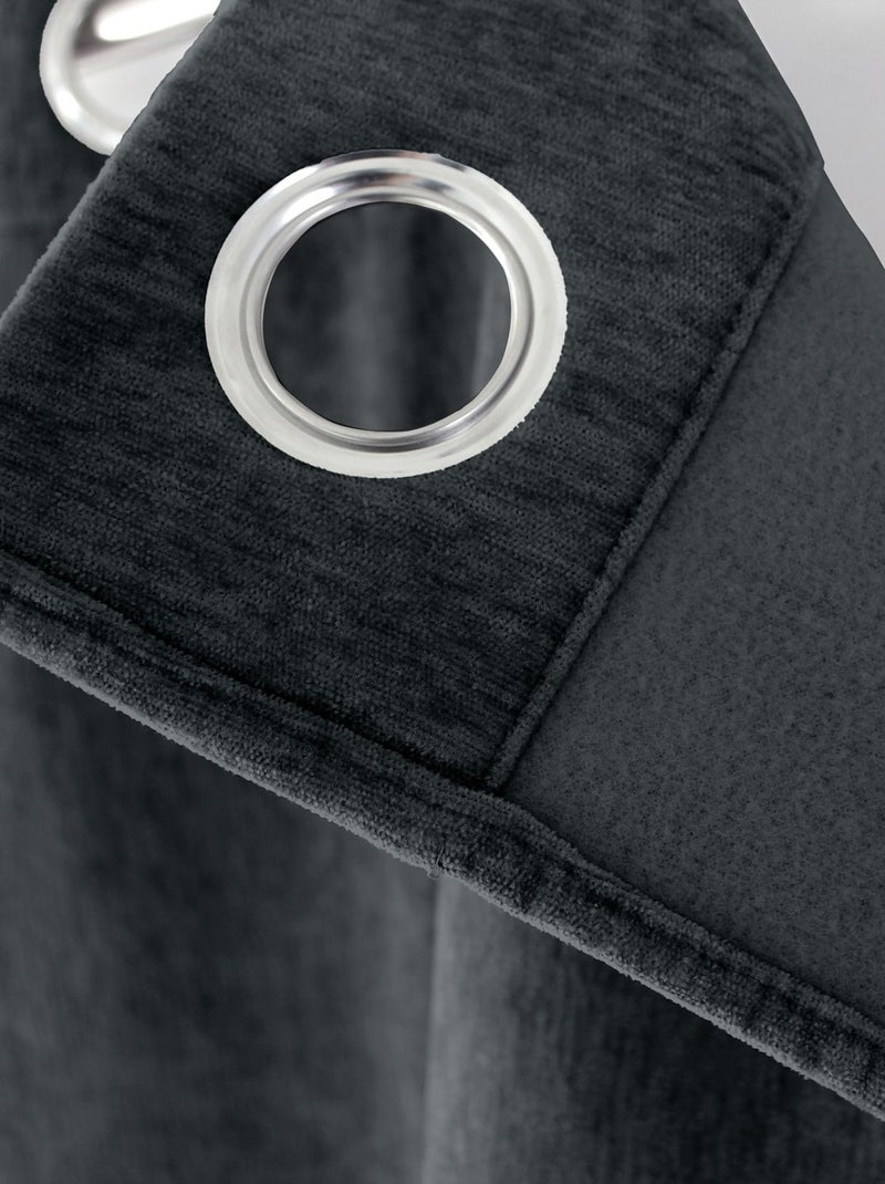 Rideau thermique et occultant en velours Gris foncé - Kiabi