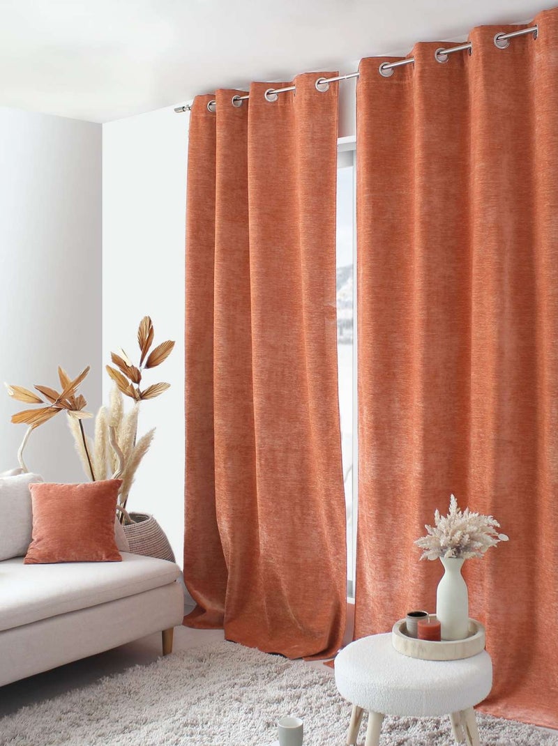Rideau thermique et occultant en velours Orange - Kiabi