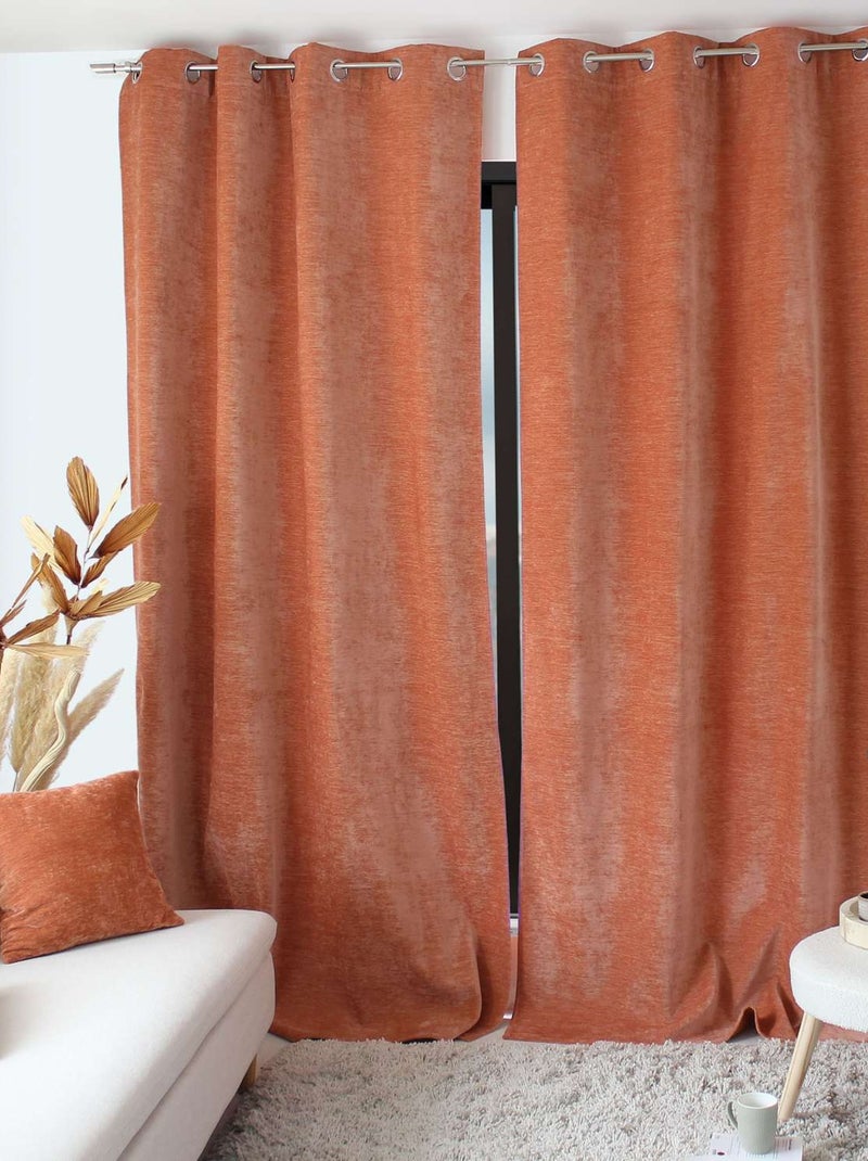Rideau thermique et occultant en velours Orange - Kiabi