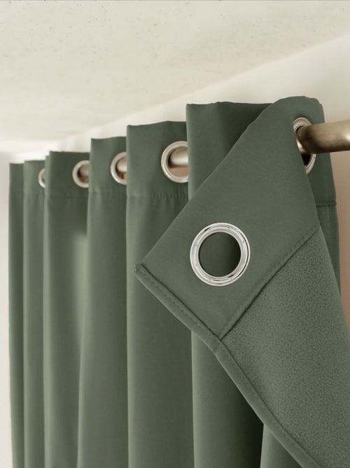 Rideau thermique et occultant GLACIER 135x240 vert gris - Kiabi