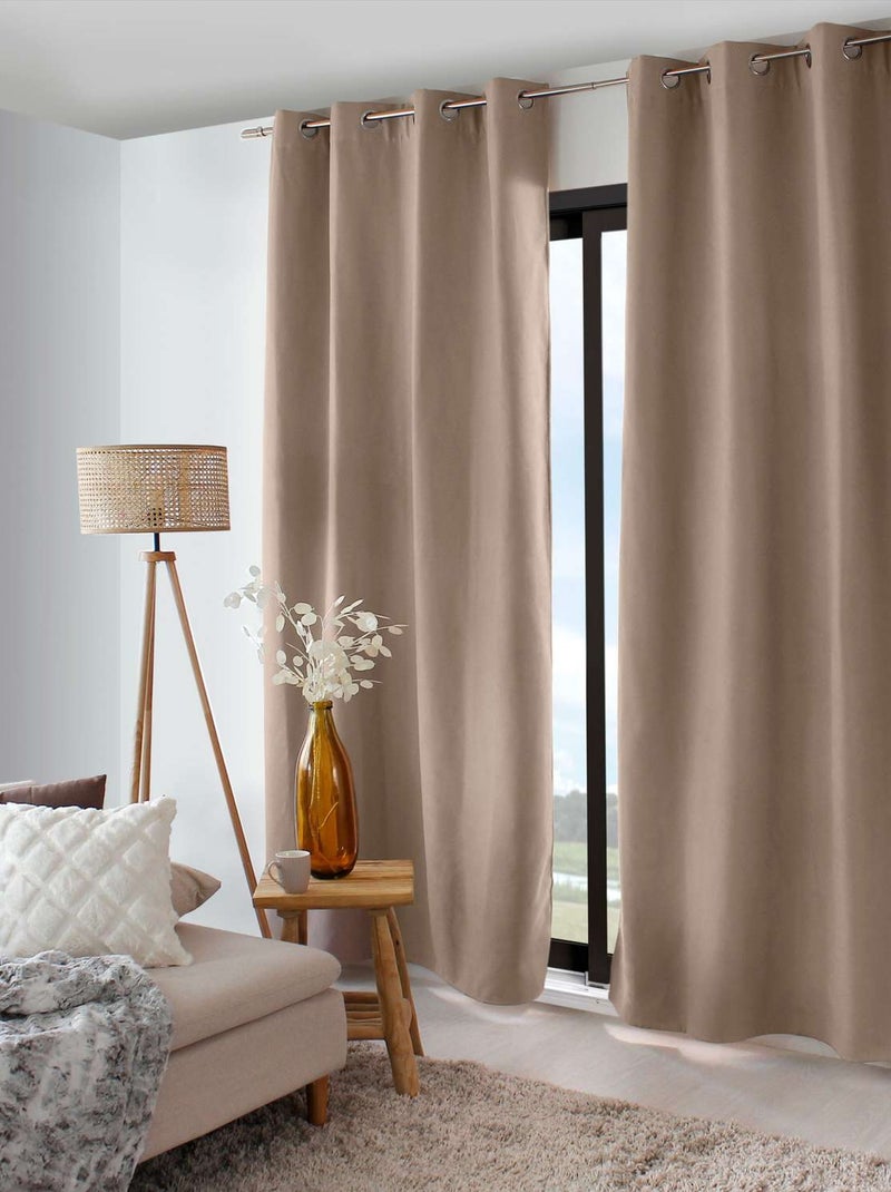 Rideau thermique isolant en velours doublé SAFFA Beige - Kiabi