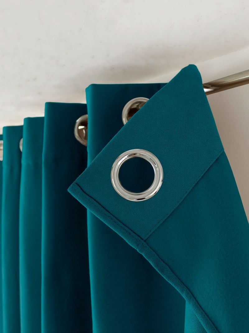 Rideau thermique isolant en velours doublé SAFFA Bleu - Kiabi