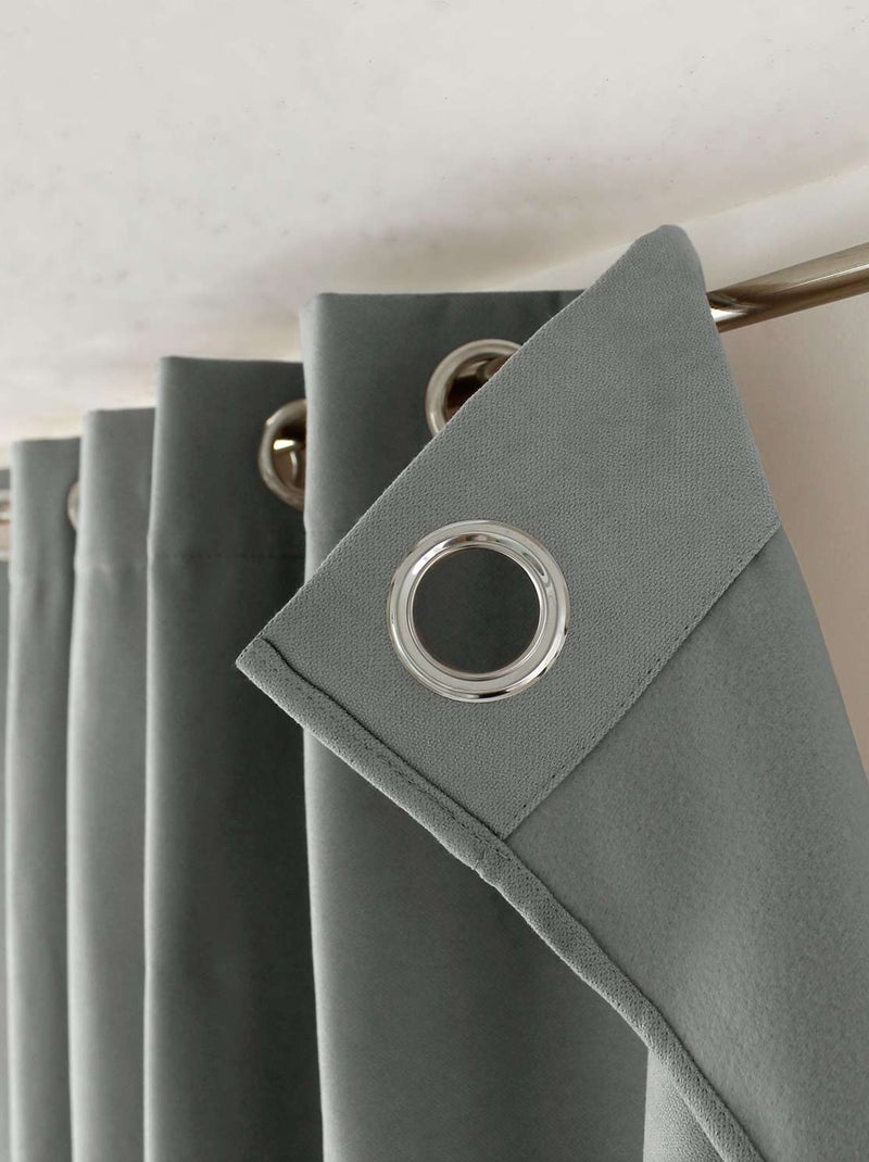 Rideau thermique isolant en velours doublé SAFFA Gris - Kiabi