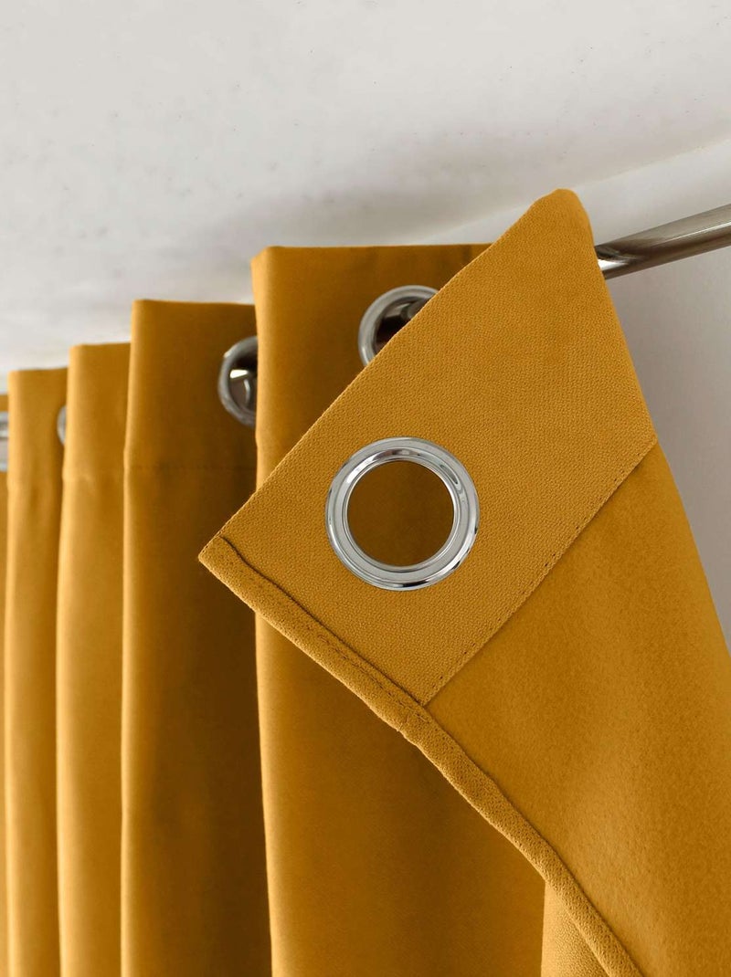 Rideau thermique isolant en velours doublé SAFFA Jaune - Kiabi