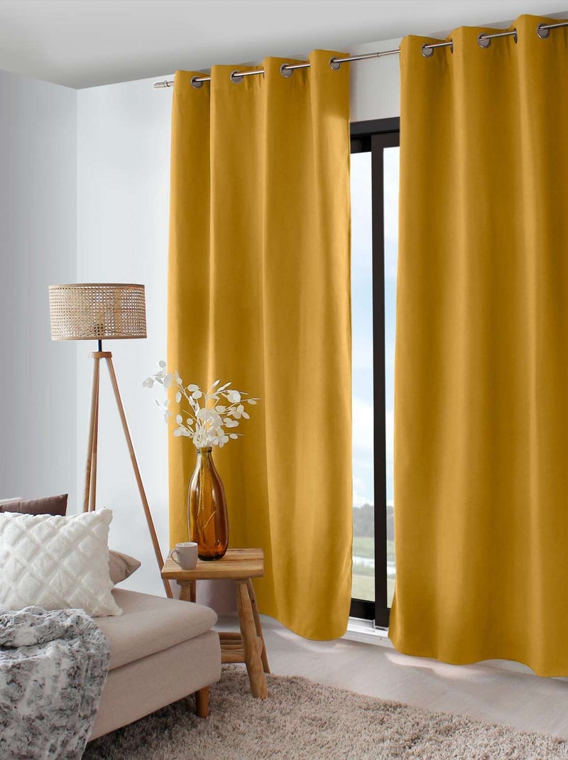 Rideau thermique isolant en velours doublé SAFFA Jaune - Kiabi