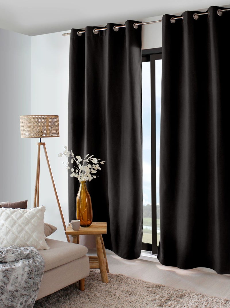 Rideau thermique isolant en velours doublé SAFFA Noir - Kiabi