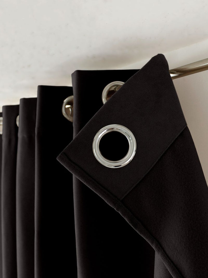 Rideau thermique isolant en velours doublé SAFFA Noir - Kiabi