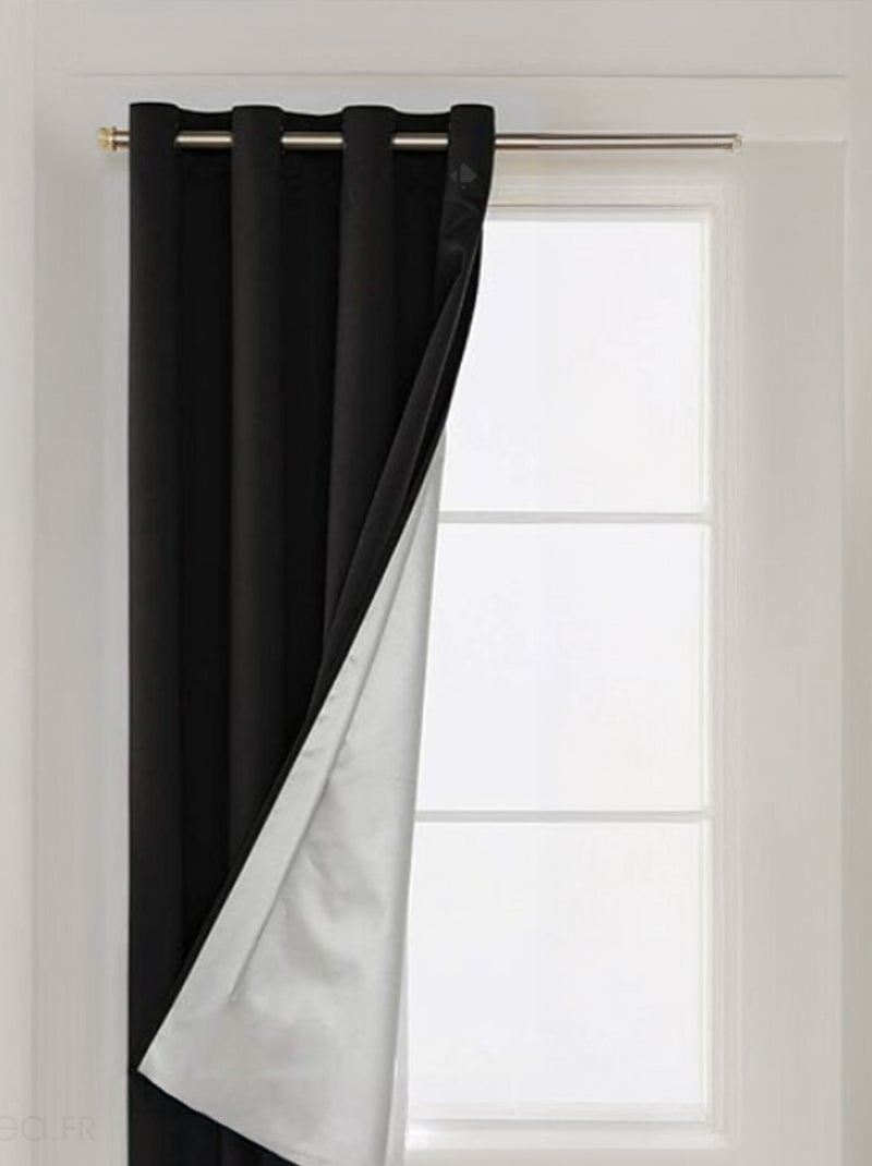 Rideau thermique isolant SMOOTH Noir Noir - Kiabi