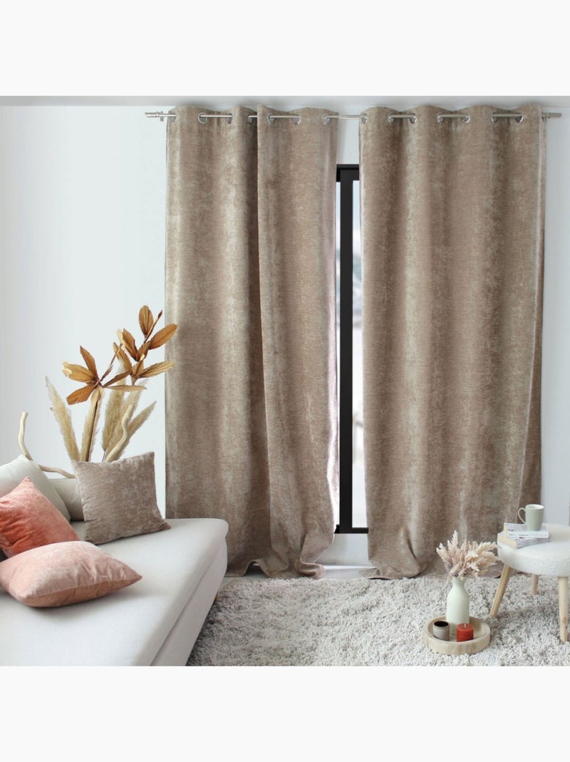 Rideau thermique isolant verso polaire 140x260cm Beige - Kiabi