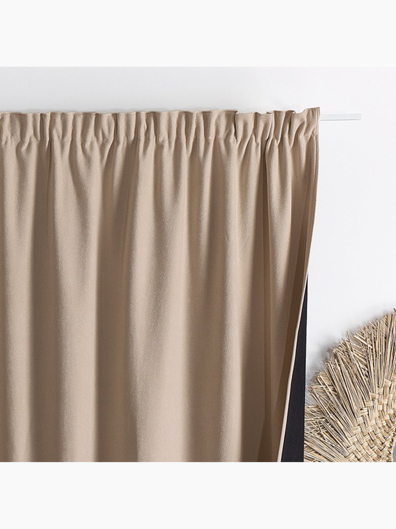 Rideau thermique phonique et semi occultant à galons fronceurs KONFOR Beige - Kiabi