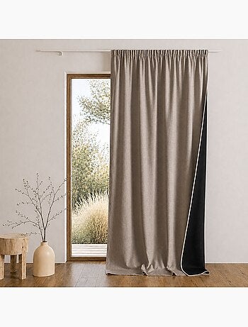 Rideau thermique phonique et semi occultant à galons fronceurs KONFOR
