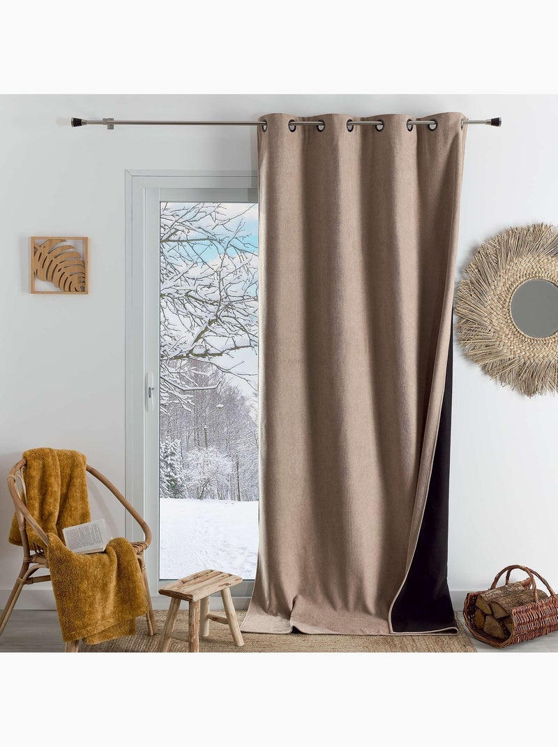 Rideau thermique phonique et semi occultant KONFOR Beige - Kiabi