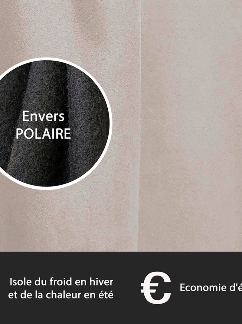 Rideau Thermique suédine doublé polaire - Prêt à poser. Beige - Kiabi