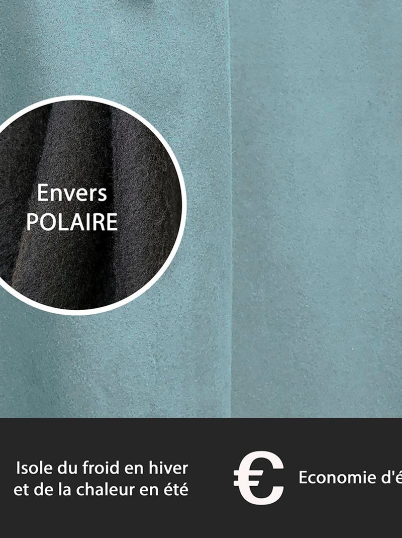 Rideau Thermique suédine doublé polaire - Prêt à poser. Bleu ciel - Kiabi