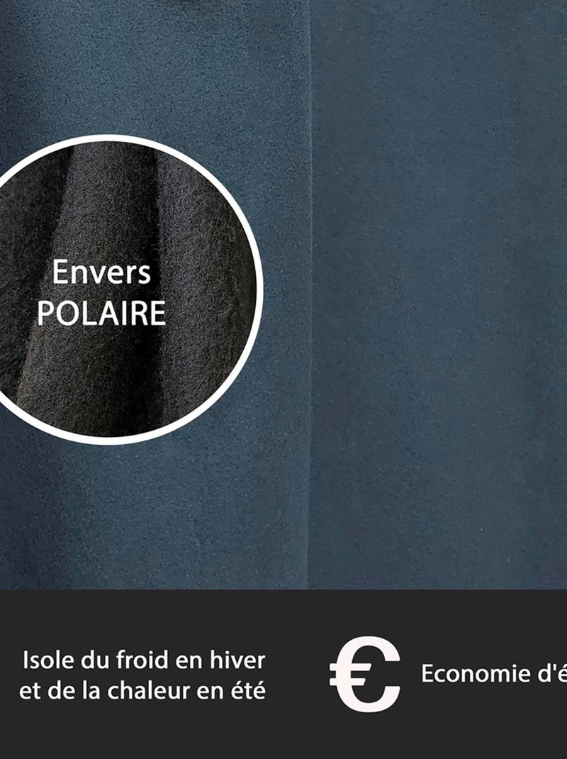 Rideau Thermique suédine doublé polaire - Prêt à poser. Bleu pétrole - Kiabi