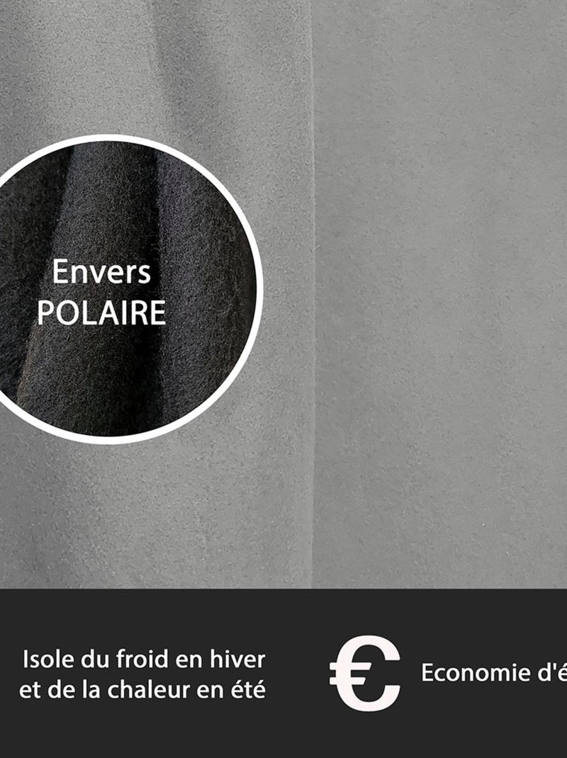 Rideau Thermique suédine doublé polaire - Prêt à poser. Gris - Kiabi