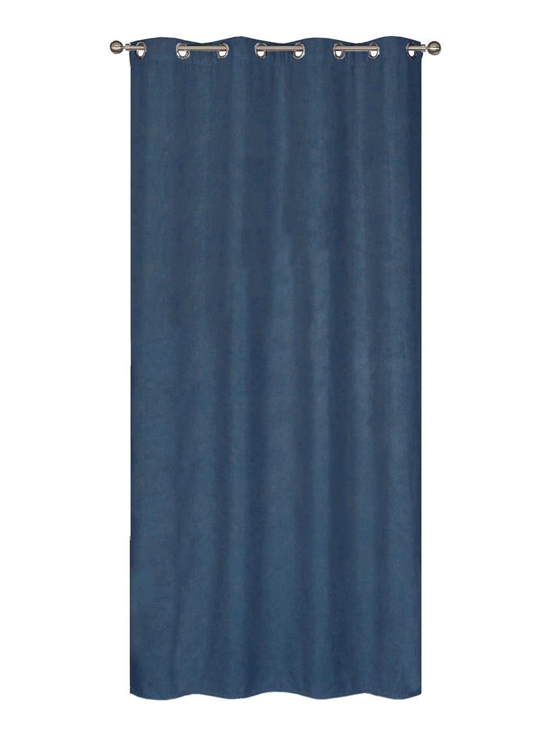 Rideau Thermique Velours frappé doublé polaire - Prêt a poser - Dylrev Indigo - Kiabi