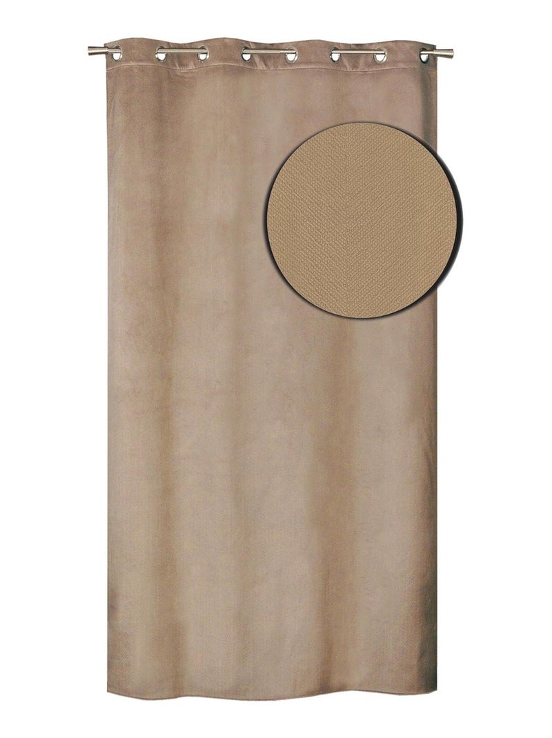 Rideau Thermique Velours frappé doublé polaire - Prêt a poser. Marron - Kiabi