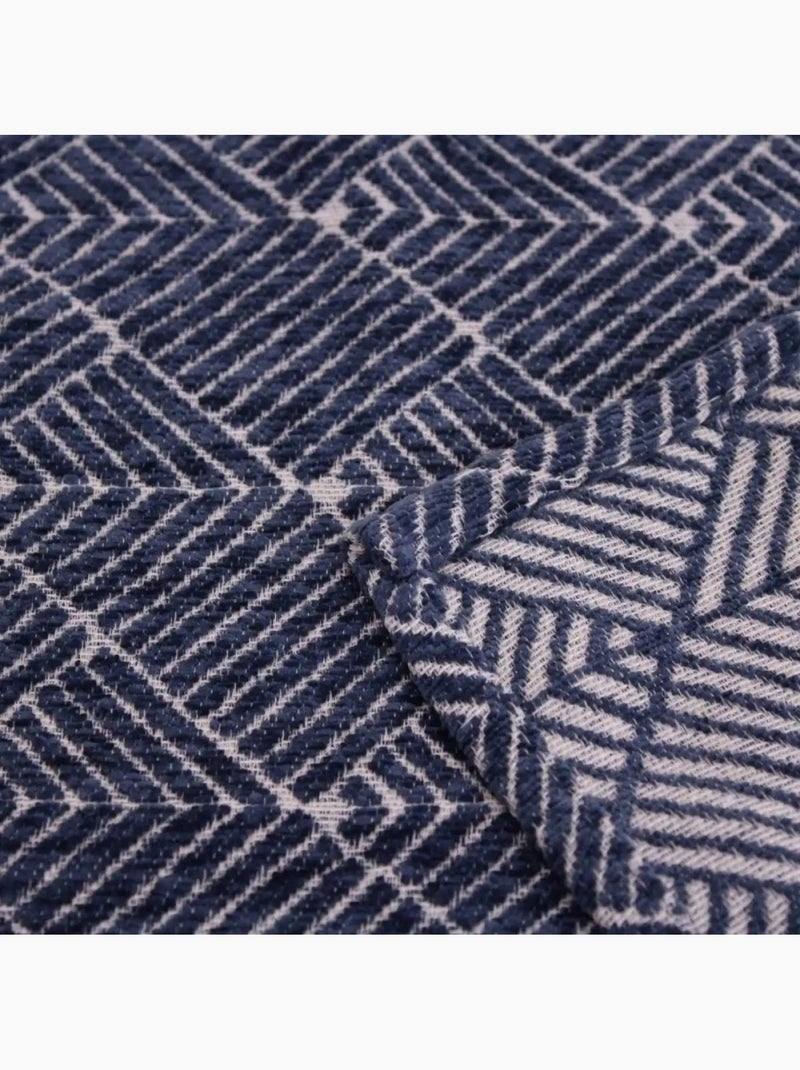 Rideau tissé jacquard chenille 140x250cm Bleu - Kiabi