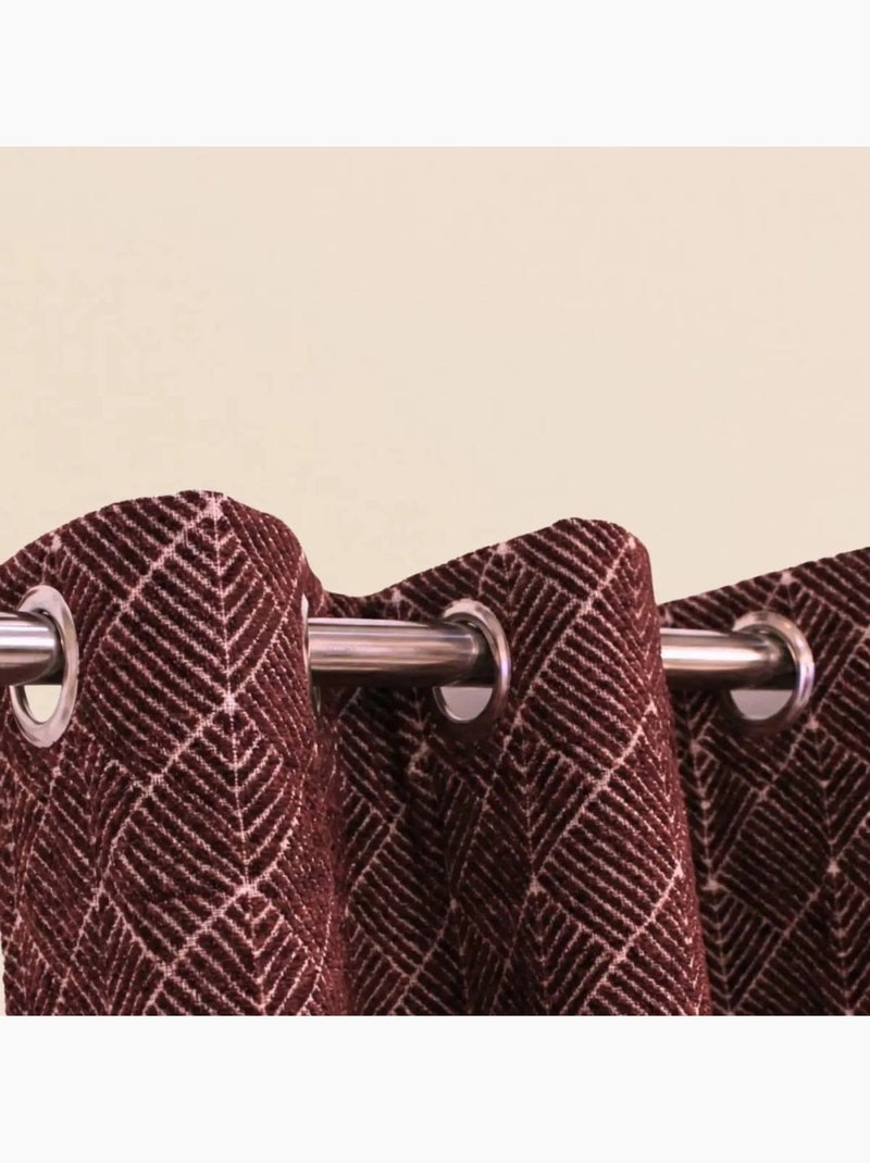 Rideau tissé jacquard chenille 140x250cm Bordeaux - Kiabi